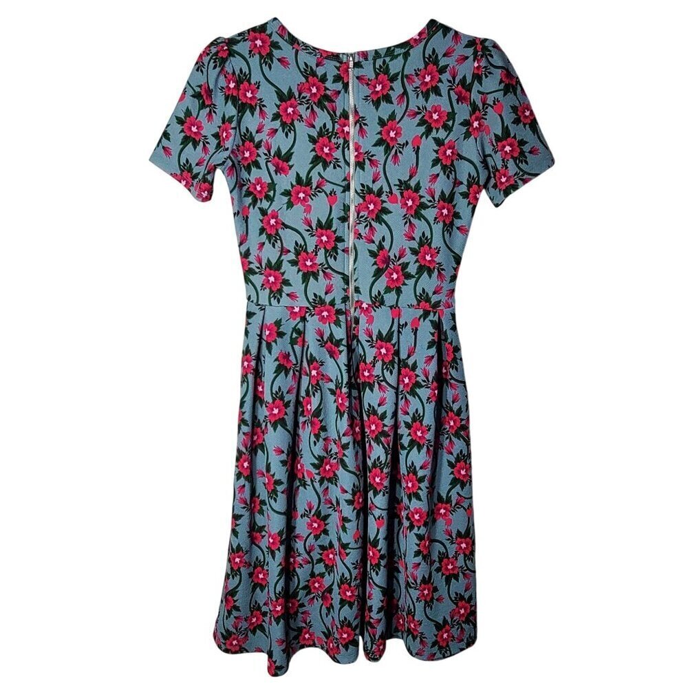 LuLaRoe Amelia Women's Dress Floral Print A-Line Dress XS Pleated Pockets - Picture 3 of 10